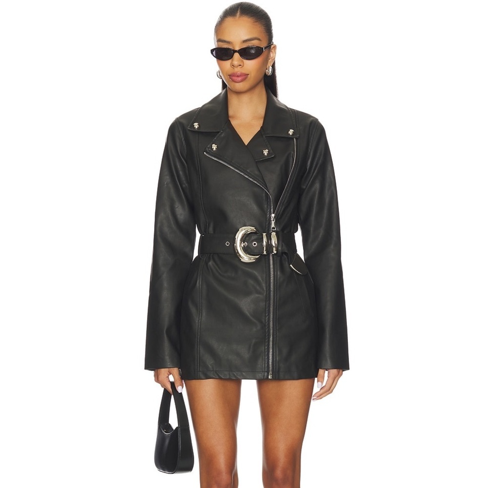 Show Me Your Mumu Stapleton Mini Dress In Caviar Faux Leather